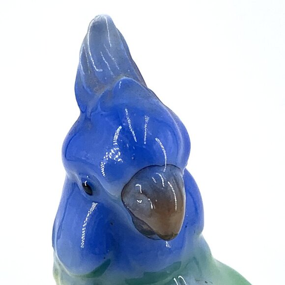 Cockatoo Figurine Porcelain Art Deco Vintage Multicolor Glazed Colorful 7" Tall - Picture 2 of 8
